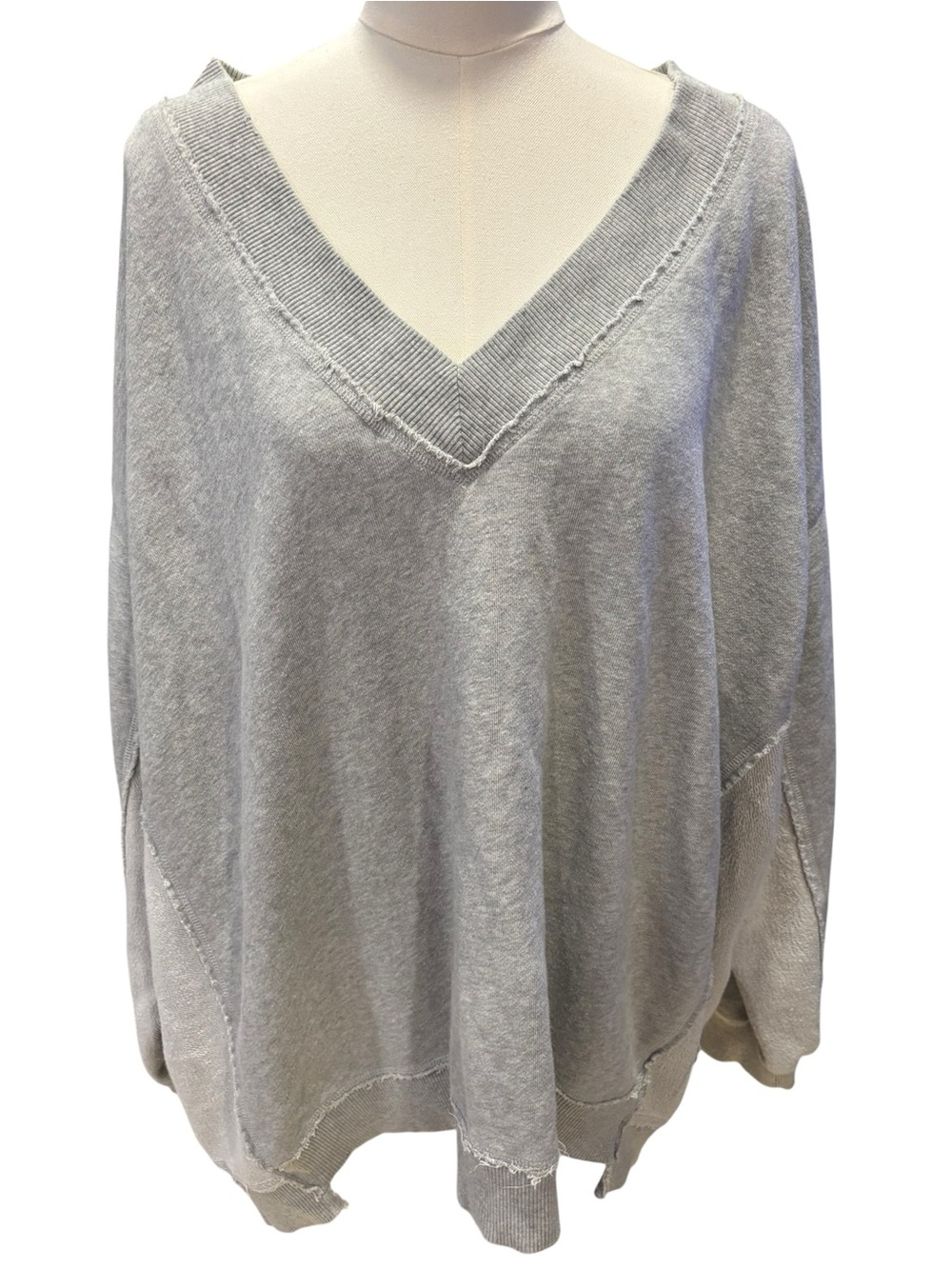 Aerie Oversized Sweatshirt Bundle XL Gray White Waffle Knit Lounge Pullover Cozy - Picture 4 of 5